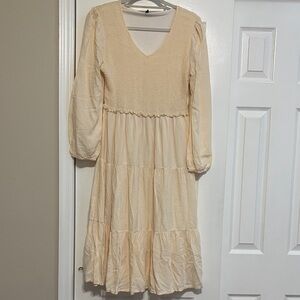 Chic Cream Long Sleeve Dress